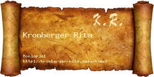Kronberger Rita névjegykártya